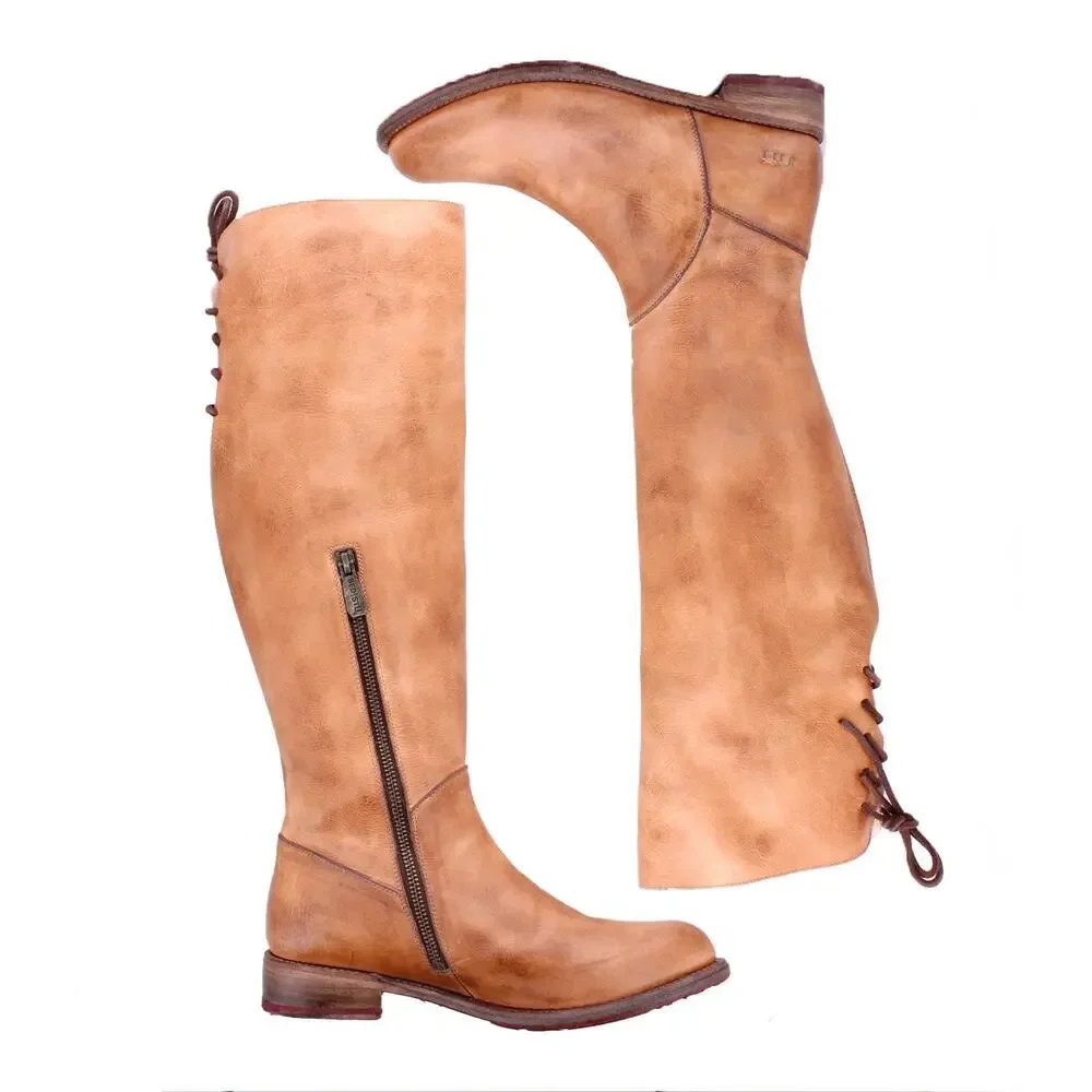 Bed Stu Distressed Manchester Knee High Boots Leather Tan Rustic Sizwe 6.5 NWOB